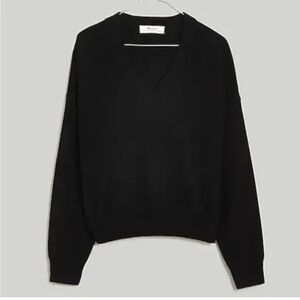 CASHMERE MADEWELL Knit Luxury Sweater Black Size XS Ribbed Cozy Crew Neck EUC
